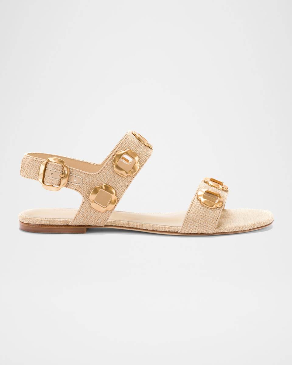 Milan Raffia Flat Slingback Sandals